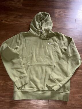 Nike Olive Green Pullover Hoodie with White Swoosh